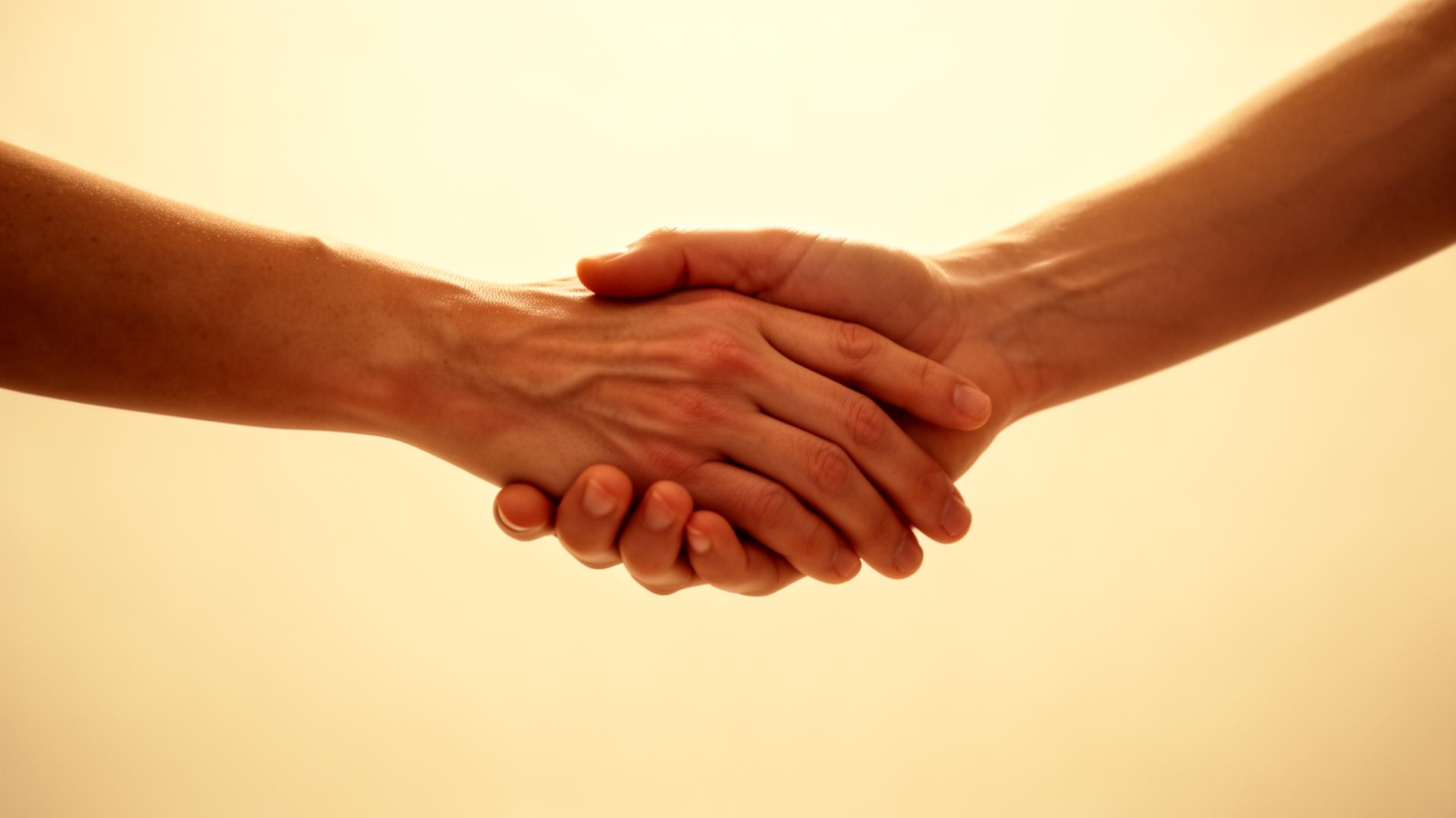 Two hands meeting in support